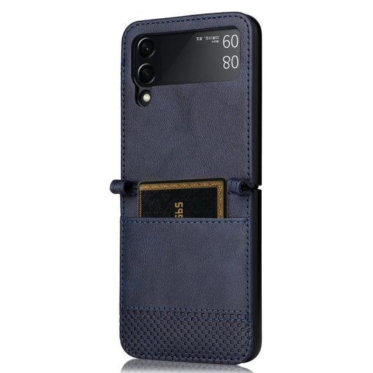 For Samsung Galaxy Z Filp4 5G Vintage Texture Folding Leather Phone Case(Blue) - Galaxy Z Flip4 5G Cases by buy2fix | Online Shopping UK | buy2fix