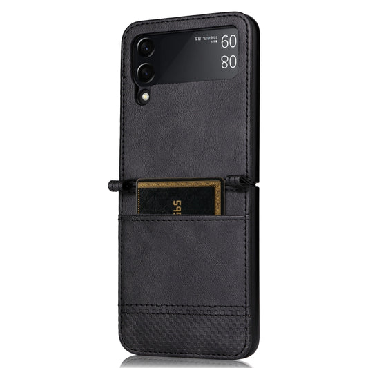 For Samsung Galaxy Z Filp4 5G Vintage Texture Folding Leather Phone Case(Black) - Galaxy Z Flip4 5G Cases by buy2fix | Online Shopping UK | buy2fix