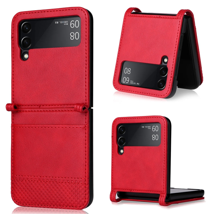 For Samsung Galaxy Z Filp4 5G Vintage Texture Folding Leather Phone Case(Red) - Galaxy Z Flip4 5G Cases by buy2fix | Online Shopping UK | buy2fix