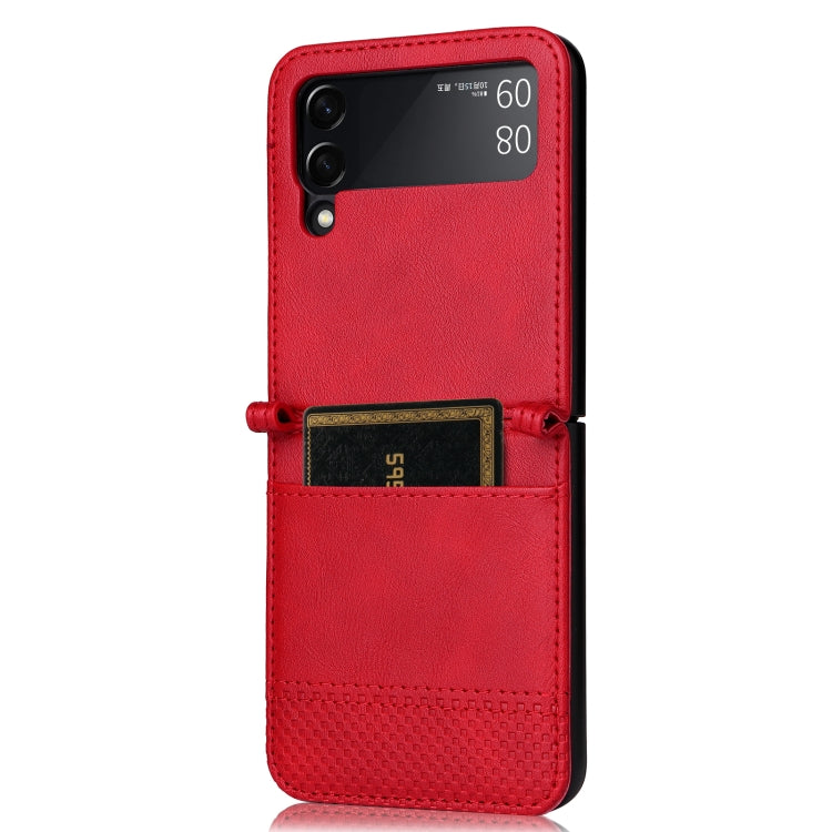For Samsung Galaxy Z Filp4 5G Vintage Texture Folding Leather Phone Case(Red) - Galaxy Z Flip4 5G Cases by buy2fix | Online Shopping UK | buy2fix