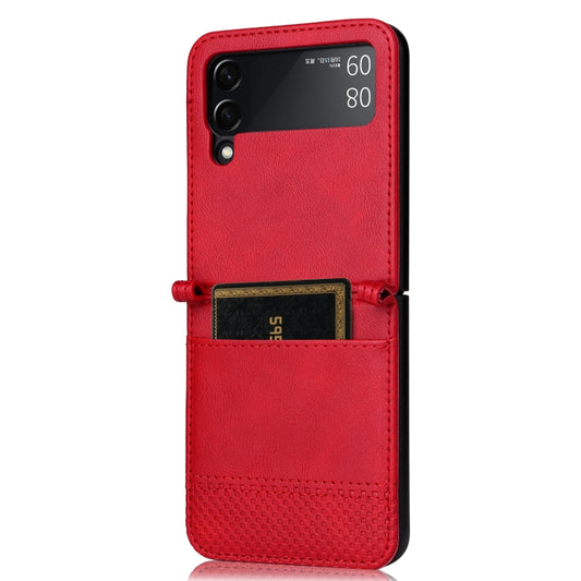 For Samsung Galaxy Z Filp4 5G Vintage Texture Folding Leather Phone Case(Red) - Galaxy Z Flip4 5G Cases by buy2fix | Online Shopping UK | buy2fix