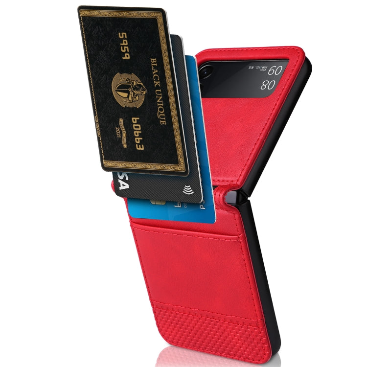 For Samsung Galaxy Z Filp4 5G Vintage Texture Folding Leather Phone Case(Red) - Galaxy Z Flip4 5G Cases by buy2fix | Online Shopping UK | buy2fix