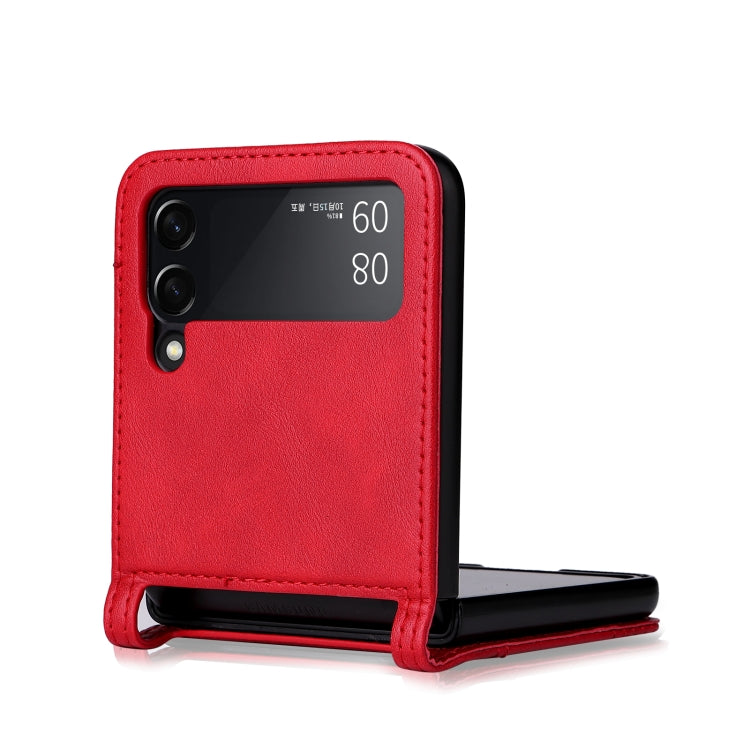 For Samsung Galaxy Z Filp4 5G Vintage Texture Folding Leather Phone Case(Red) - Galaxy Z Flip4 5G Cases by buy2fix | Online Shopping UK | buy2fix