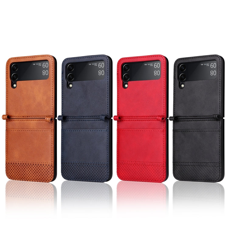 For Samsung Galaxy Z Filp4 5G Vintage Texture Folding Leather Phone Case(Red) - Galaxy Z Flip4 5G Cases by buy2fix | Online Shopping UK | buy2fix