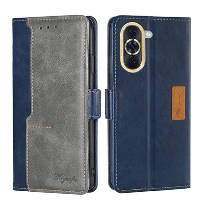 For Huawei nova 10 Contrast Color Side Buckle Leather Phone Case(Blue+Grey) - Huawei Cases by buy2fix | Online Shopping UK | buy2fix