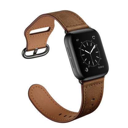 Genuine Leather Watch Band For Apple Watch Series 9&8&7 41mm / SE 3&SE 2&6&SE&5&4 40mm / 3&2&1 38mm(Dark Brown Crazy Horse Texture) - Watch Bands by buy2fix | Online Shopping UK | buy2fix
