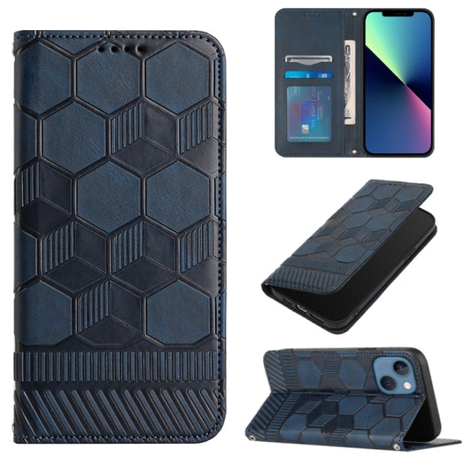 For iPhone 13 Football Texture Magnetic Leather Flip Phone Case(Dark Blue) - iPhone 13 Cases by buy2fix | Online Shopping UK | buy2fix