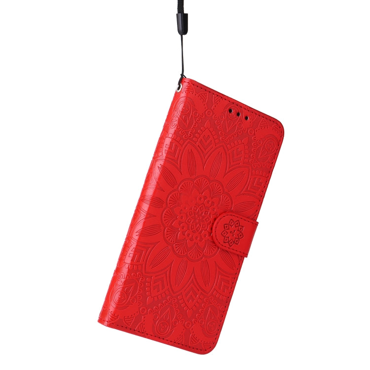 For Infinix Smart 6 Embossed Sunflower Leather Phone Case(Red) - Infinix Cases by buy2fix | Online Shopping UK | buy2fix