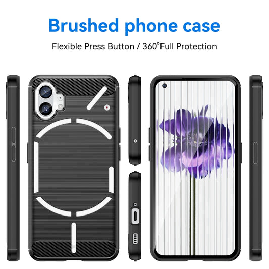 For Nothing Phone 1 Brushed Texture Carbon Fiber TPU Phone Case(Black) - Nothing Cases by buy2fix | Online Shopping UK | buy2fix