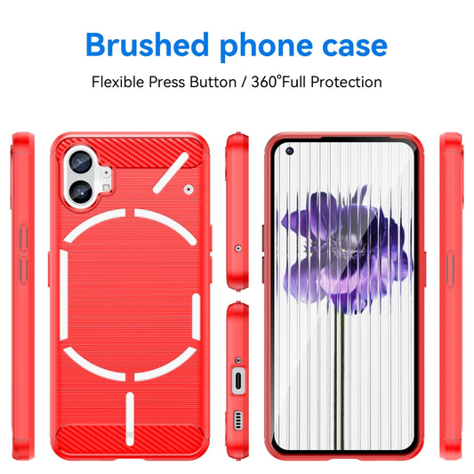 For Nothing Phone 1 Brushed Texture Carbon Fiber TPU Phone Case(Red) - Nothing Cases by buy2fix | Online Shopping UK | buy2fix