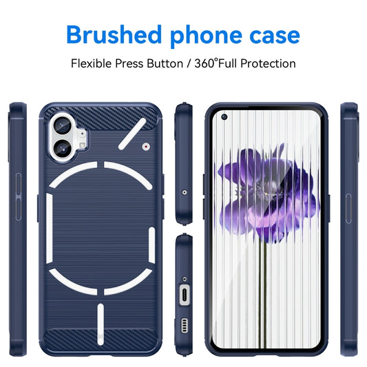 For Nothing Phone 1 Brushed Texture Carbon Fiber TPU Phone Case(Blue) - Nothing Cases by buy2fix | Online Shopping UK | buy2fix