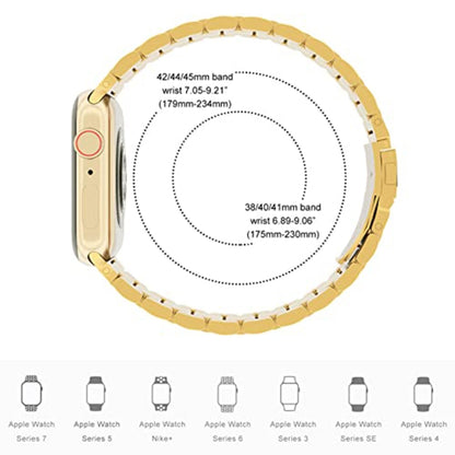 5-bead Stainless Steel Watch Band For Apple Watch Series 9&8&7 41mm / SE 3&SE 2&6&SE&5&4 40mm / 3&2&1 38mm(Gold) - Watch Bands by buy2fix | Online Shopping UK | buy2fix