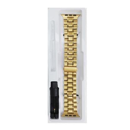 5-bead Stainless Steel Watch Band For Apple Watch Series 9&8&7 41mm / SE 3&SE 2&6&SE&5&4 40mm / 3&2&1 38mm(Gold) - Watch Bands by buy2fix | Online Shopping UK | buy2fix