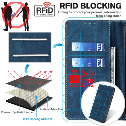For Realme 9 Pro/V25/Q5 5G RFID Anti-theft Brush Magnetic Leather Phone Case(Blue) - Realme Cases by buy2fix | Online Shopping UK | buy2fix
