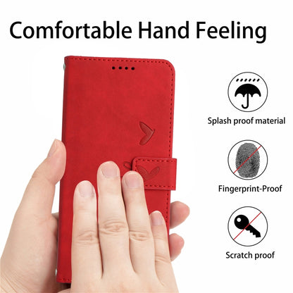 For Nothing Phone 1 Skin Feel Heart Pattern Leather Phone Case with Lanyard(Red) - Nothing Cases by buy2fix | Online Shopping UK | buy2fix