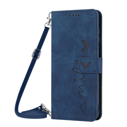 For Nothing Phone 1 Skin Feel Heart Pattern Leather Phone Case with Lanyard(Blue) - Nothing Cases by buy2fix | Online Shopping UK | buy2fix