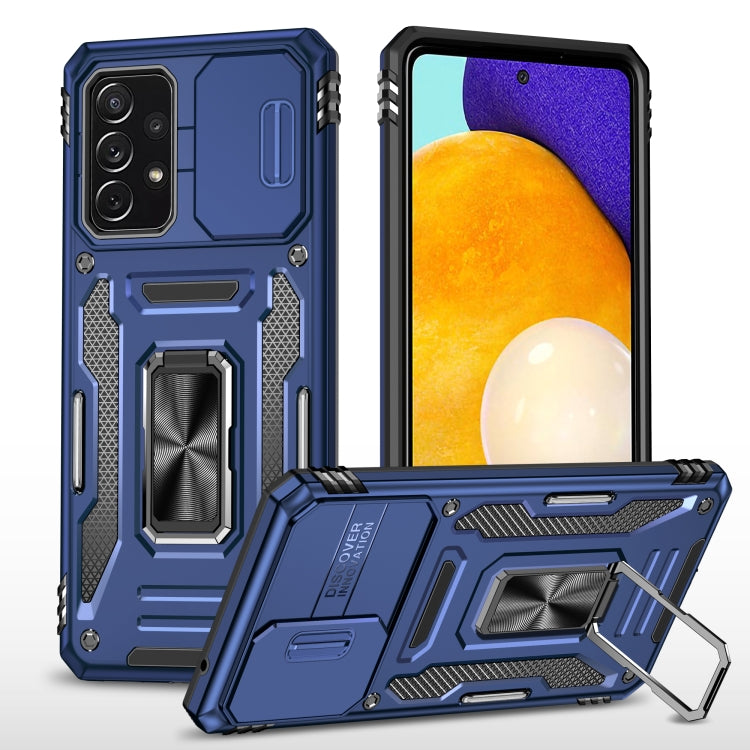 For Samsung Galaxy A52 5G/4G Armor PC + TPU Camera Shield Phone Case(Navy Blue) by buy2fix