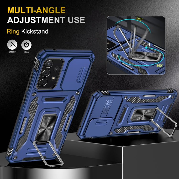 For Samsung Galaxy A52 5G/4G Armor PC + TPU Camera Shield Phone Case(Navy Blue) by buy2fix