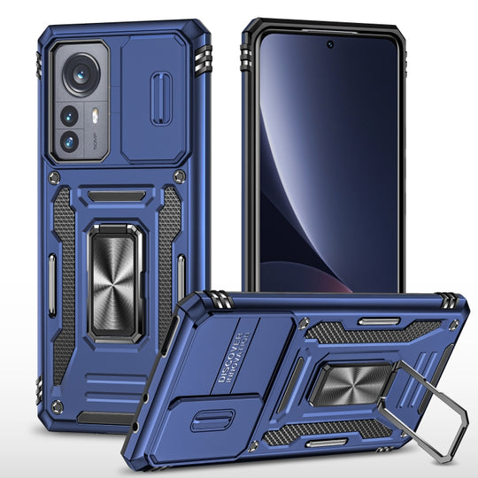 Pour Xiaomi 12 Pro Armor PC + TPU Camera Shield Phone Case (bleu marine)