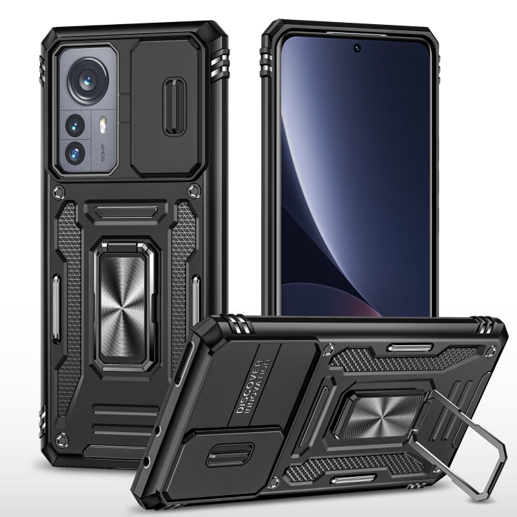 For Xiaomi 12 Pro Armor PC + TPU Camera Shield Phone Case(Black) by buy2fix