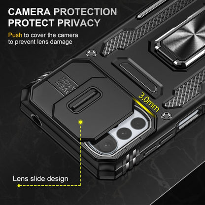 For Motorola Moto G22 Armor PC + TPU Camera Shield Phone Case(Black) - Motorola Cases by buy2fix | Online Shopping UK | buy2fix