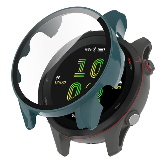 For Garmin Forerunner 255 PC Tempered Film Full Body Watch Case(Pine Needle Green) - Watch Cases by buy2fix | Online Shopping UK | buy2fix