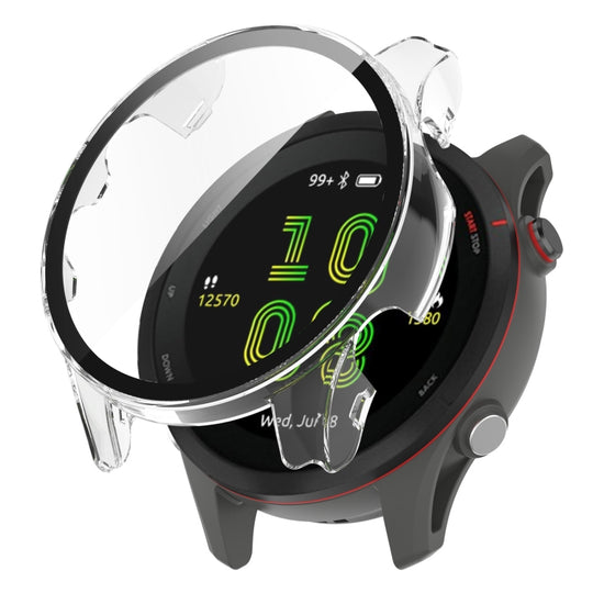 For Garmin Forerunner 255S PC Tempered Film Full Body Watch Case(Transparent White)