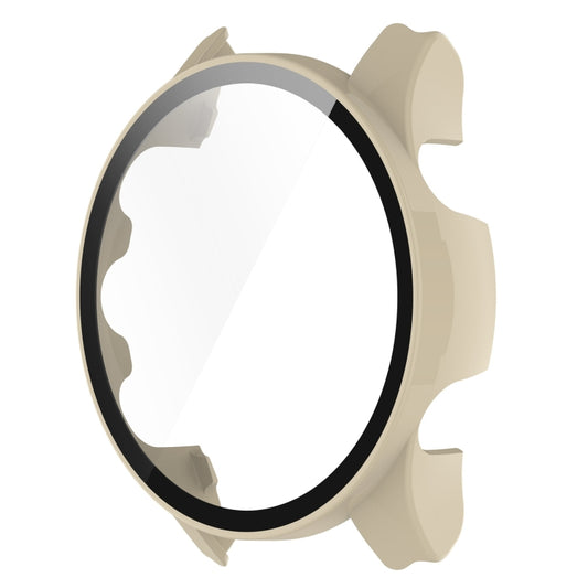 For Garmin Forerunner 255S PC Tempered Film Full Body Watch Case(Ivory White) - Watch Cases by buy2fix | Online Shopping UK | buy2fix