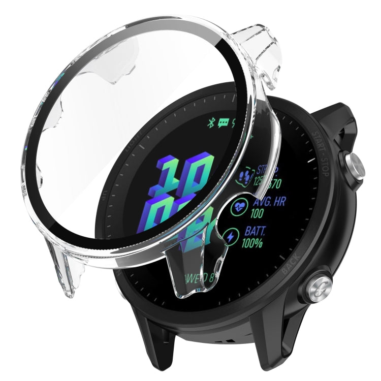 For Garmin Forerunner 955 PC Tempered Film Full Body Watch Case(Transparent White) - Watch Cases by buy2fix | Online Shopping UK | buy2fix