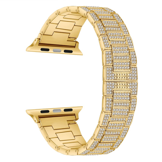 Diamond Metal Watch Band For Apple Watch Series 9&8&7 41mm / SE 3&SE 2&6&SE&5&4 40mm / 3&2&1 38mm(Gold) - Watch Bands by buy2fix | Online Shopping UK | buy2fix