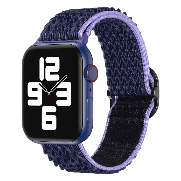 Wave Nylon Watch Band For Apple Watch Ultra 49mm&Watch Ultra 2 49mm / Series 9&8&7 45mm / SE 3&SE 2&6&SE&5&4 44mm / 3&2&1 42mm(Midnight Blue Black) by buy2fix