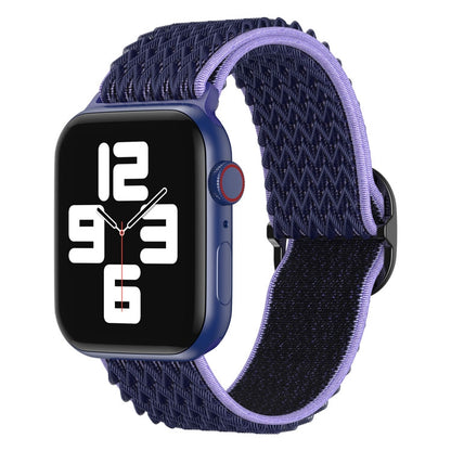 Wave Nylon Watch Band For Apple Watch Ultra 49mm&Watch Ultra 2 49mm / Series 9&8&7 45mm / SE 3&SE 2&6&SE&5&4 44mm / 3&2&1 42mm(Midnight Blue Black) by buy2fix