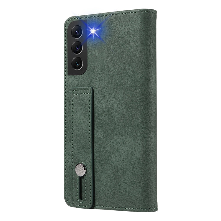 For Samsung Galaxy S22+ 5G Wristband Magnetic Leather Phone Case(Green) - Galaxy S22+ 5G Cases by buy2fix | Online Shopping UK | buy2fix