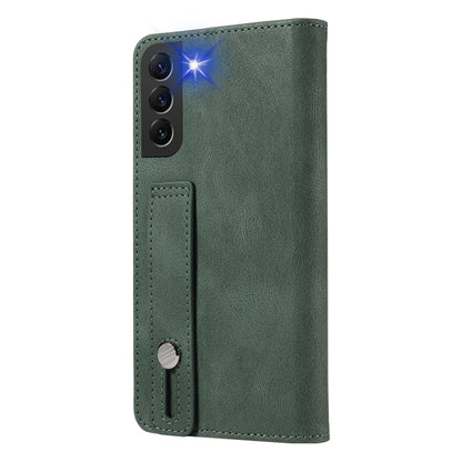For Samsung Galaxy S22+ 5G Wristband Magnetic Leather Phone Case(Green) - Galaxy S22+ 5G Cases by buy2fix | Online Shopping UK | buy2fix
