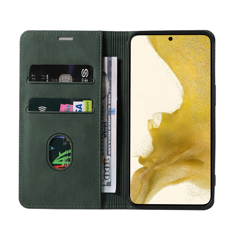 For Samsung Galaxy S22+ 5G Wristband Magnetic Leather Phone Case(Green) - Galaxy S22+ 5G Cases by buy2fix | Online Shopping UK | buy2fix