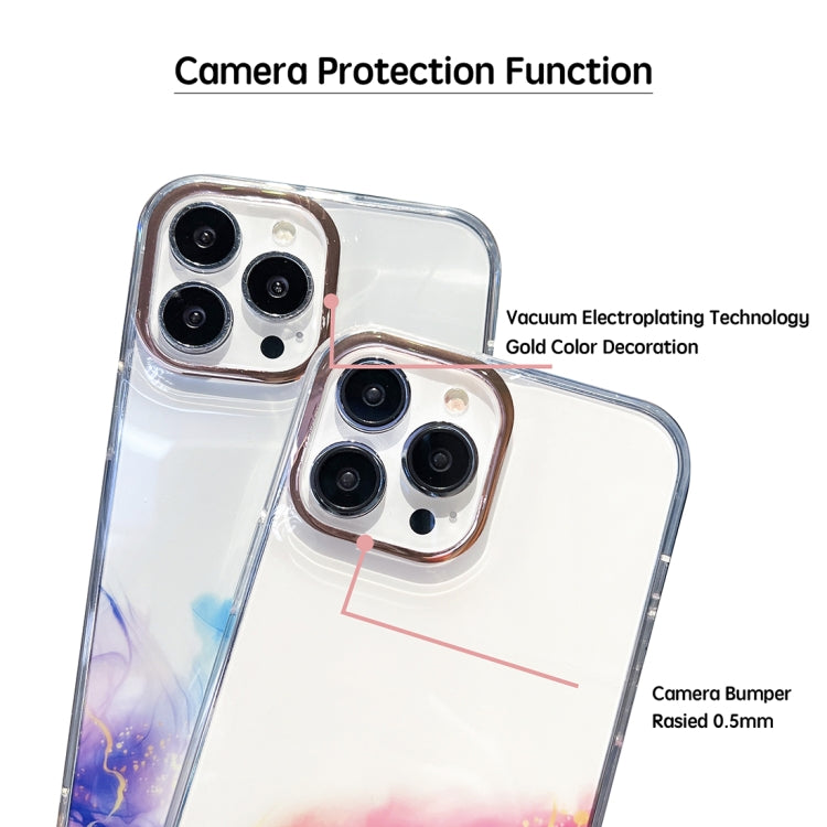 For iPhone 14 Pro Max Gold Halo Marble Pattern Phone Case (Purple) - iPhone 14 Pro Max Cases by buy2fix | Online Shopping UK | buy2fix