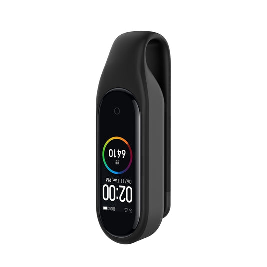 For Xiaomi Mi Band 7 / 6 / 5 / 4 Steel Sheet Clip Silicone Watch Case(Black) - Watch Cases by buy2fix | Online Shopping UK | buy2fix
