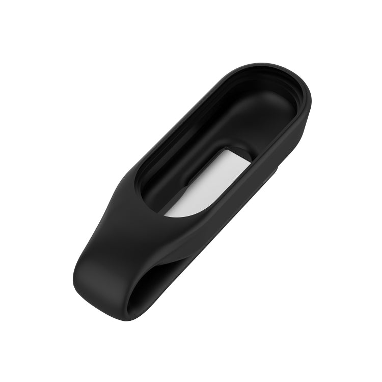 For Xiaomi Mi Band 7 / 6 / 5 / 4 Steel Sheet Clip Silicone Watch Case(Black) - Watch Cases by buy2fix | Online Shopping UK | buy2fix