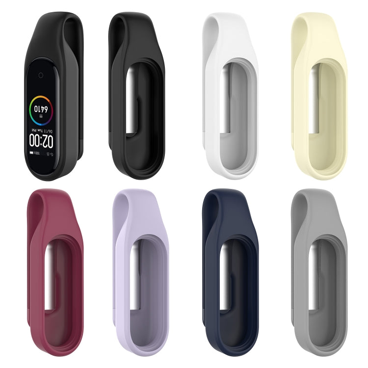 For Xiaomi Mi Band 7 / 6 / 5 / 4 Steel Sheet Clip Silicone Watch Case(Black) - Watch Cases by buy2fix | Online Shopping UK | buy2fix
