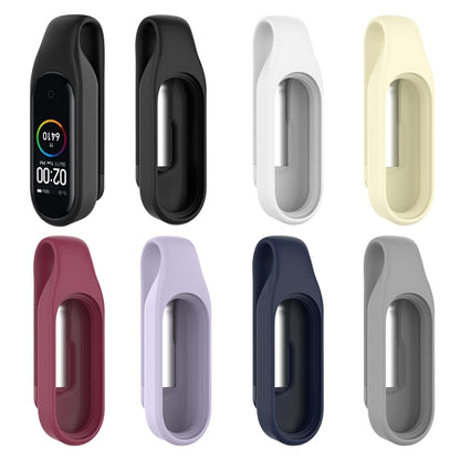 For Xiaomi Mi Band 7 / 6 / 5 / 4 Steel Sheet Clip Silicone Watch Case(Black) - Watch Cases by buy2fix | Online Shopping UK | buy2fix