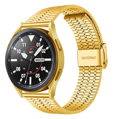 22mm Universal Seven-bead Stainless Steel Watch Band(Gold) - 22mm Bands by buy2fix | Online Shopping UK | buy2fix