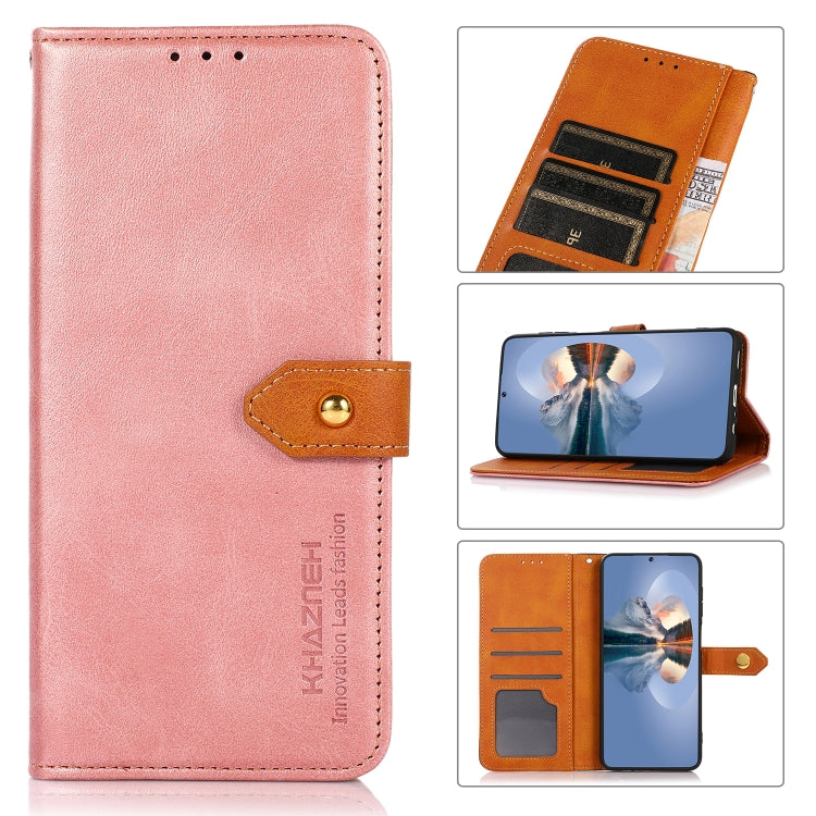 For Nothing Phone 1 KHAZNEH Dual-color Cowhide Texture Flip Leather Phone Case(Rose Gold) by buy2fix