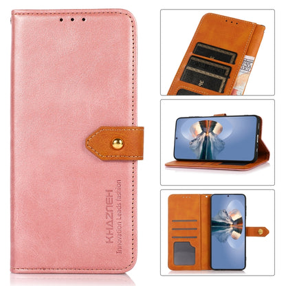 For Nothing Phone 1 KHAZNEH Dual-color Cowhide Texture Flip Leather Phone Case(Rose Gold) by buy2fix