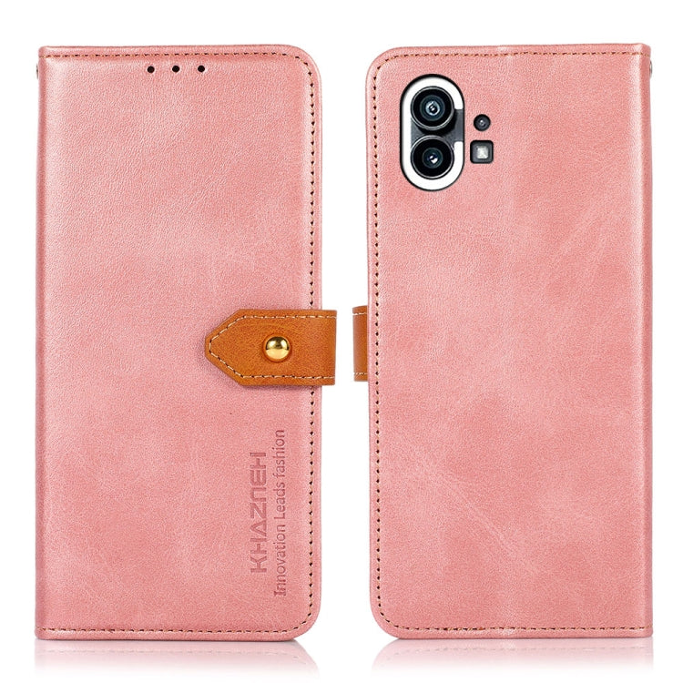 For Nothing Phone 1 KHAZNEH Dual-color Cowhide Texture Flip Leather Phone Case(Rose Gold) by buy2fix