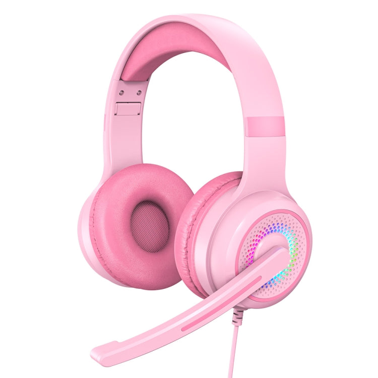 Y20 LED Bass Stereo PC Wired Gaming Headset with Microphone(Pink) by buy2fix