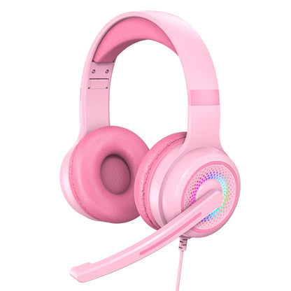 Y20 LED Bass Stereo PC Wired Gaming Headset with Microphone(Pink) by buy2fix
