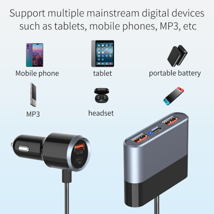 SC03 76W Output PD / QC3.0 Fast Charge Extended Car Charger - Car Charger by buy2fix | Online Shopping UK | buy2fix