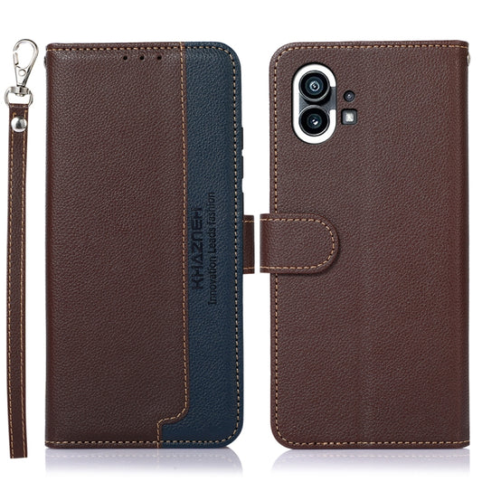 For Nothing Phone 1 KHAZNEH Litchi Texture Leather RFID Phone Case(Brown) - Nothing Cases by buy2fix | Online Shopping UK | buy2fix