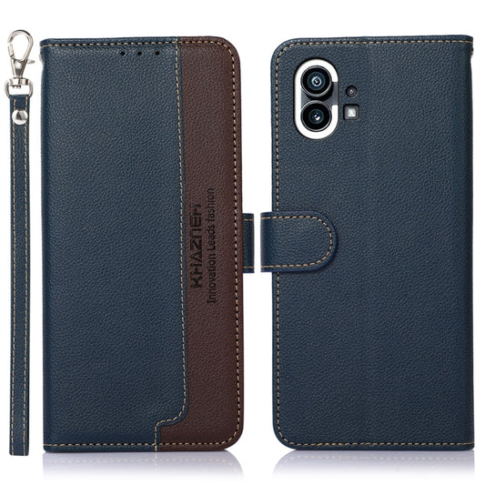 For Nothing Phone 1 KHAZNEH Litchi Texture Leather RFID Phone Case(Blue) - Nothing Cases by buy2fix | Online Shopping UK | buy2fix