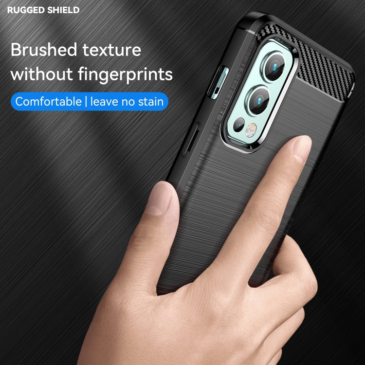 For OnePlus Nord 2 5G Brushed Texture Carbon Fiber TPU Phone Case(Black) - OnePlus Cases by buy2fix | Online Shopping UK | buy2fix